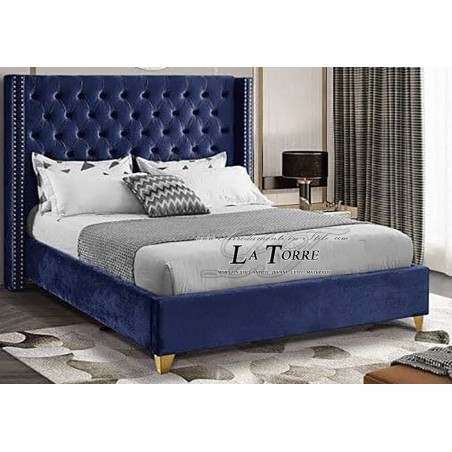 Modern container double bed in Beta velvet eco-leather