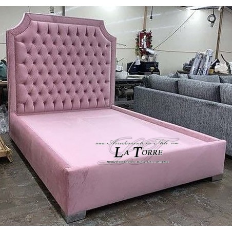Double bed container Modern Ariel velvet eco-leather