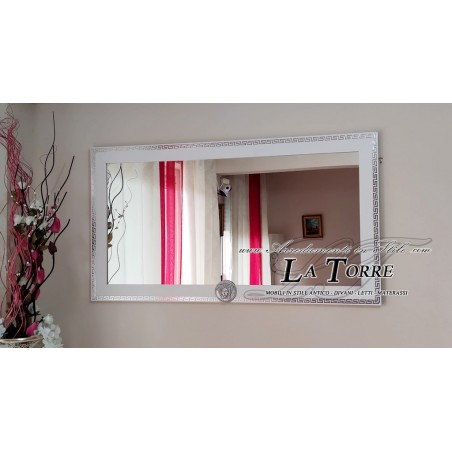 Specchiera specchio classico bianco e argento moderno su misura legno Dea Capri