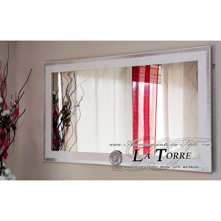 Specchiera specchio classico bianco e argento moderno su misura legno Dea Capri