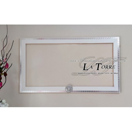 Cornice classica bianca e argento moderna su misura legno Dea Capri