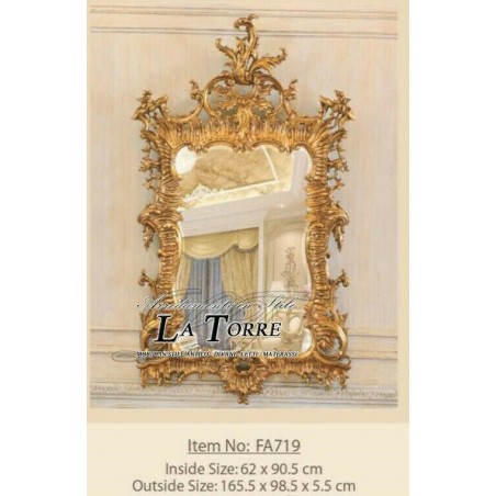 Classic gold leaf wall mirror antique style baroque beveled glass Fa719