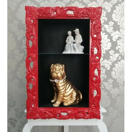 Baroque style suspended wall display cabinet with perforated frame TV box bottle holder made to measure VTGGR