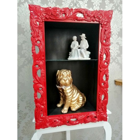 Baroque style suspended wall display cabinet with perforated frame TV box bottle holder made to measure VTGGR