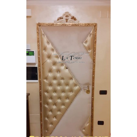 Pannello rivestimento porta capitonnè ecopelle o vellutino bicolore Swarovski RE06