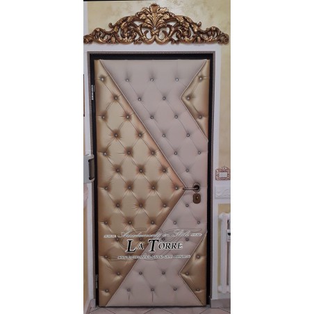 Pannello rivestimento porta capitonnè ecopelle o vellutino bicolore Swarovski RE06
