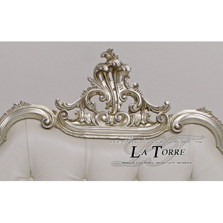 Letto Matrimoniale king Size contenitore ecopelle o vellutino Barocco legno foglia oro o argento qualsiasi colore Bryan