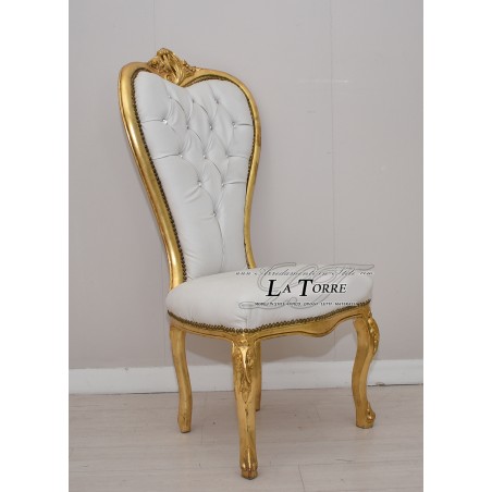 Baroque Louis XV throne armchair Love chair h135 gold white eco-leather AL08