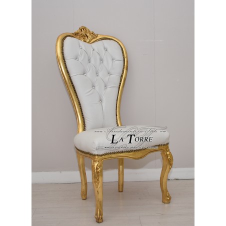 Baroque Louis XV throne armchair Love chair h135 gold white eco-leather AL08