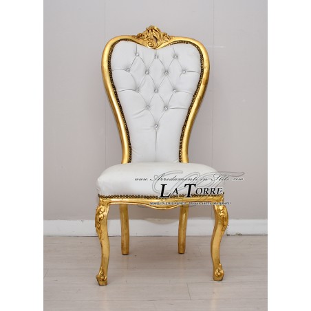 Louis XV Barock-Thronsessel Love Chair h135 gold weiß Öko-Leder AL08