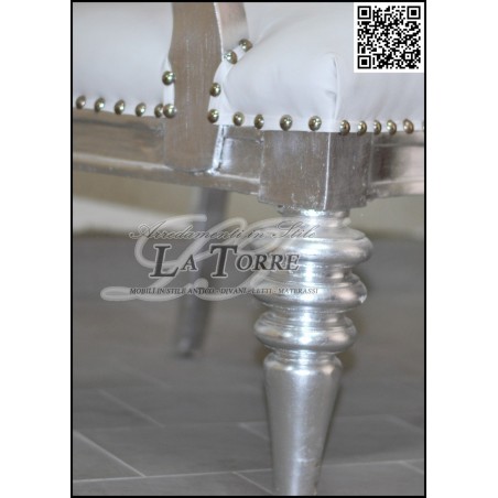 Modern baroque Louis XV throne chair h192 silver white faux leather AL917