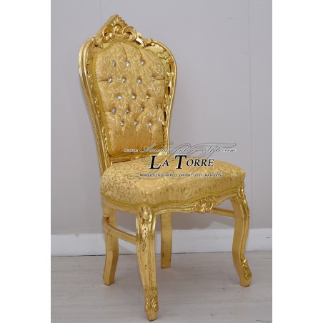Still Louis XV Baroque Empire Gold Armchair Chair with Virginia Gold Fabric AL1826