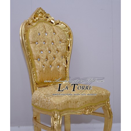 Still Louis XV Baroque Empire Gold Armchair Chair with Virginia Gold Fabric AL1826