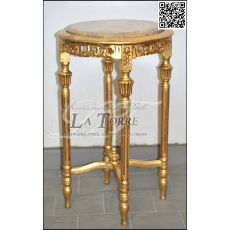 Baroque style side table in wood with gold leaf, Louis XV AL6971 marble top