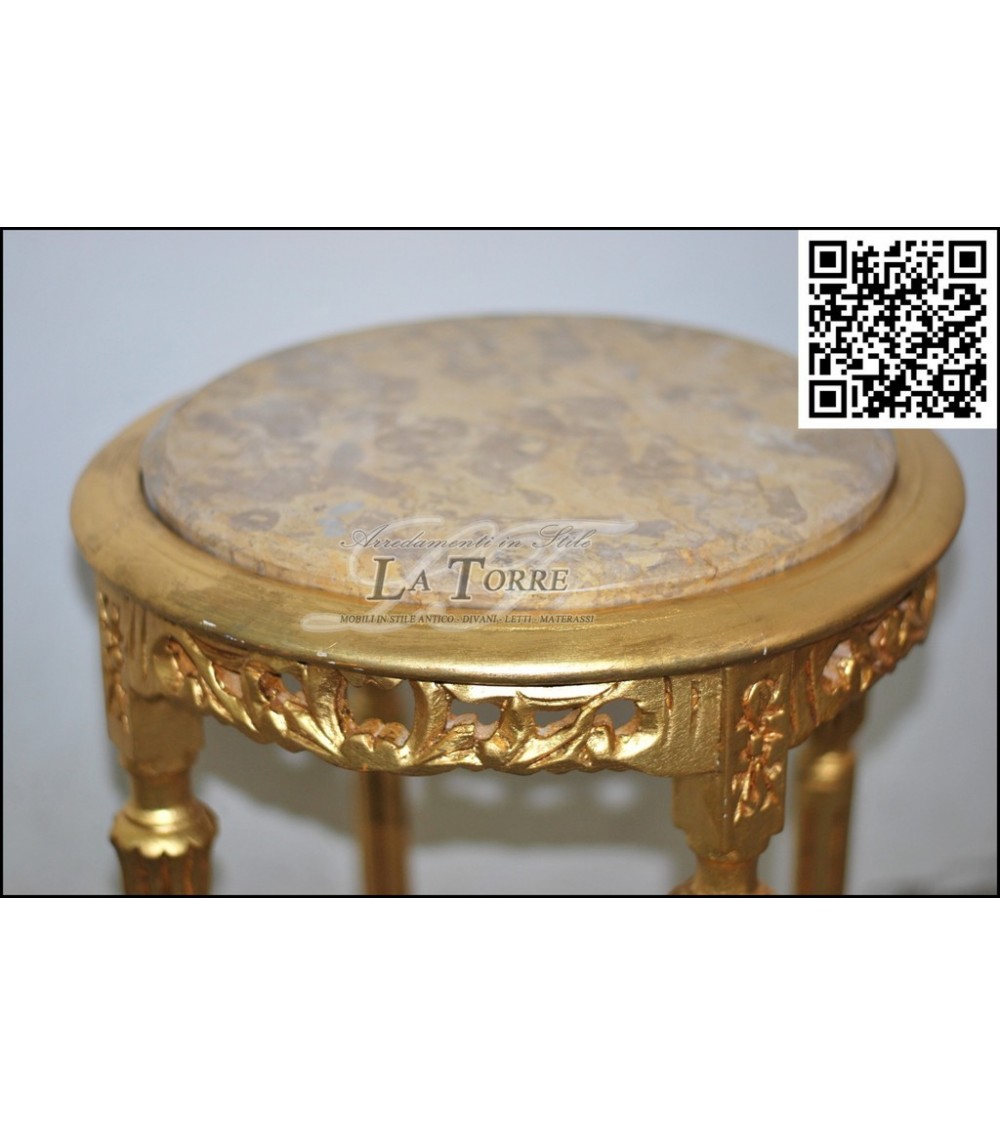 Tavolino alzatina stile barocco legno foglia oro piano in marmo Luigi Xv  AL6971