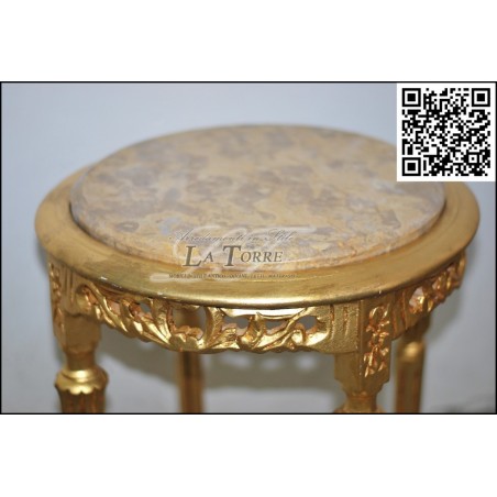 Barocker erhöhter Tisch mit vergoldetem Holz und Louis-XV-Marmorplatte AL6971