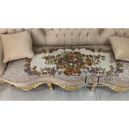 Barockes Wohnzimmer Deutschland AL1242 Blattgold mit Capitonné 3-Sitzer-Sofa 2 Sessel Passender Couchtisch Anpassbar AL1242