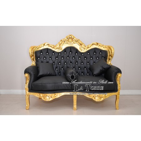 Sofa Armchair Germany Living room Baroque Gold Leaf solid wood eco-leather MA0104