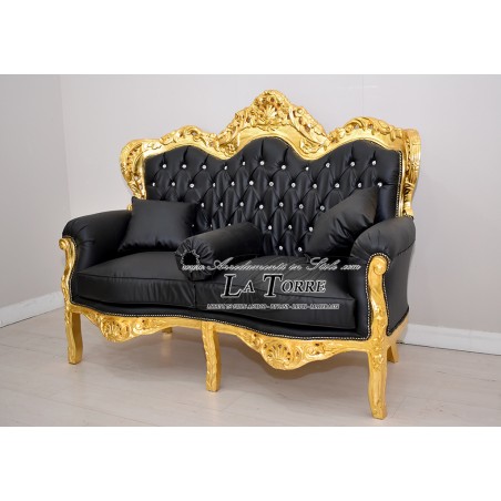 Sofa Armchair Germany Living room Baroque Gold Leaf solid wood eco-leather MA0104