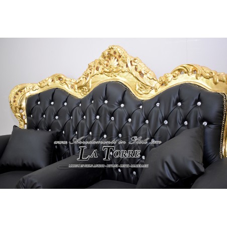 Sofa Armchair Germany Living room Baroque Gold Leaf solid wood eco-leather MA0104