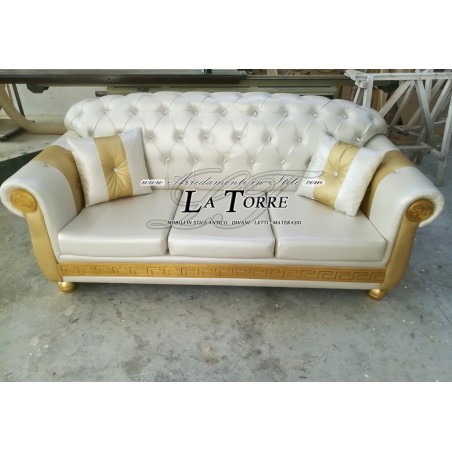 3 seater sofa bed base and baroque mattress goddess medusa faux leather champagne gold greek swarovski AZ03