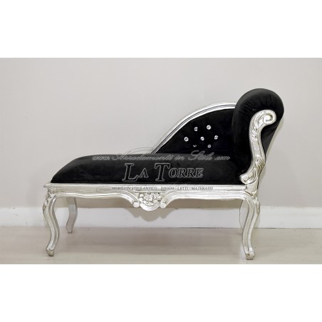 Dormeuse panca romana divano panchetta legno argento vellutino nero k85