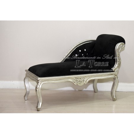 Dormeuse Roman bench sofa bench silver wood k85 black velvet