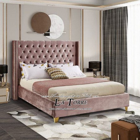 Modern container double bed in Beta velvet eco-leather