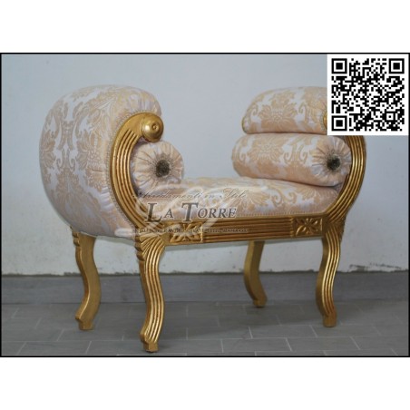 Antikes Sofa, Tagesbett, Bank, goldfarbener Damaststoff, Swarovski Ar079