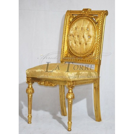 Evelyn Louis XV Sessel mit goldfarbenem Damaststoff und Swarovski-Kristallen (AR5152)