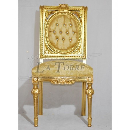 Louis XV Evelyn armchair gold leaf damask fabric Swarovski Ar5152
