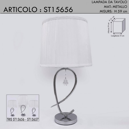 Table lamp abat jour with modern classic crystal lampshade chrome light H 50 15617