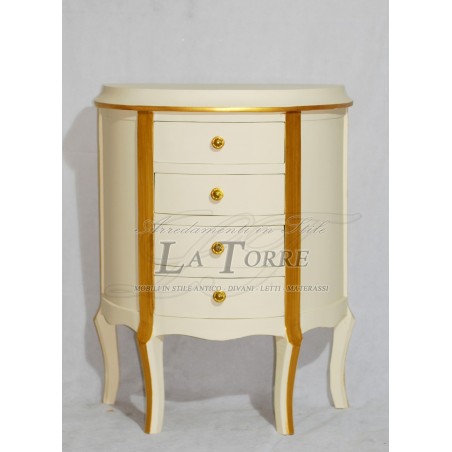 Comodino mezza luna portatelefono legno avorio oro servantina classico Ar9495