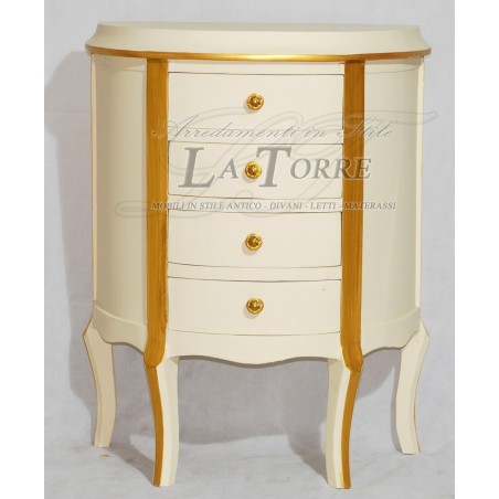 Comodino mezza luna portatelefono legno avorio oro servantina classico Ar9495