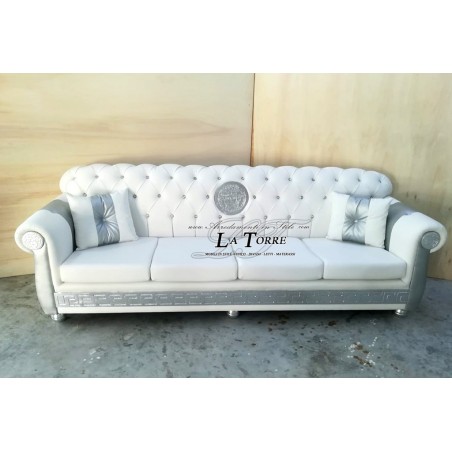 Divano 4 posti rete e materasso Chesterfield moderno Dea greca Medusa ecopelle o velluto qualsiasi colore swarovski AZ04