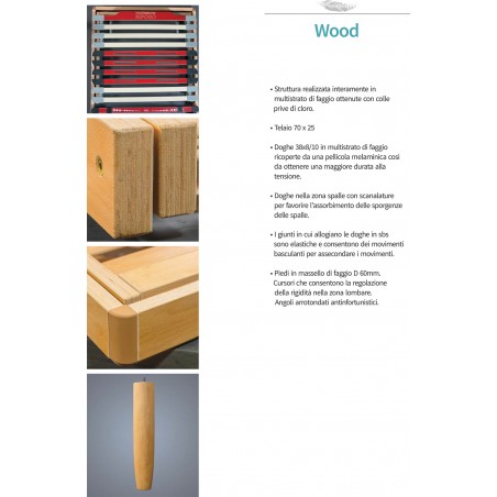 Rete letto Wood Base matrimoniale singolo doghe in legno ortopedica