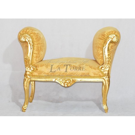 Dormeuse panca francese divano panchetta oro tessuto damascato swarovski k86