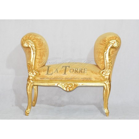Dormeuse panca francese divano panchetta oro tessuto damascato swarovski k86