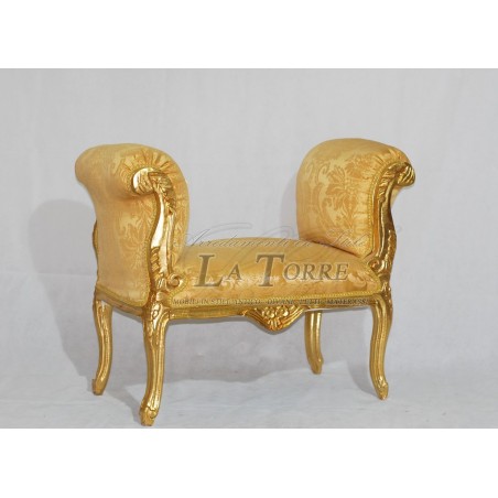 Dormeuse panca francese divano panchetta oro tessuto damascato swarovski k86