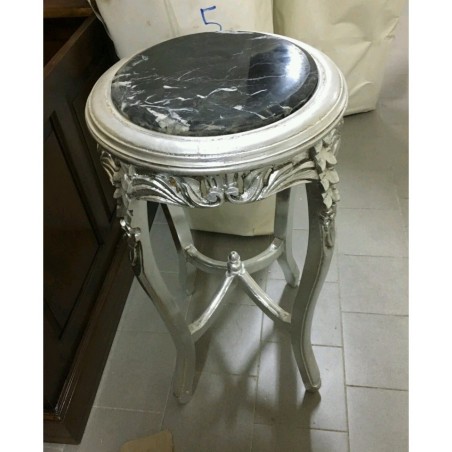 Louis XV side table with silver leaf wood and black marble Louis XV K106