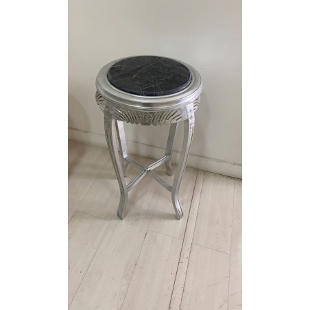 Louis XV side table with silver leaf wood and black marble Louis XV K106
