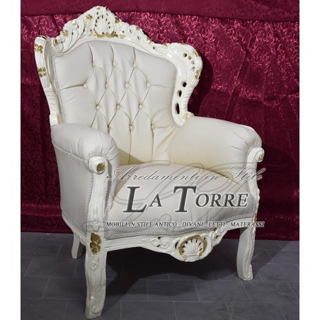Armchair Germany Throne Baroque ivory and gold champagne eco-leather AL4227