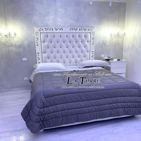 Letto Matrimoniale Barocco  contenitore ecopelle legno oro argento qualsiasi colore  Maisha