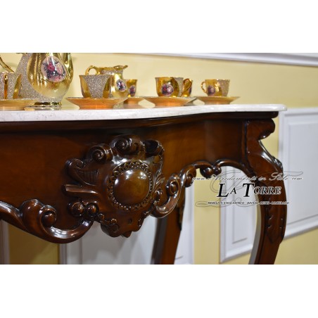 Console Entrance Luigi Filippo Neapolitan Style 800 Walnut Cream Marble 130 cm Na05