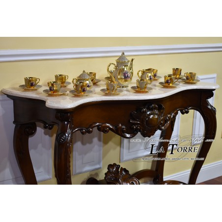 Console Entrance Luigi Filippo Neapolitan Style 800 Walnut Cream Marble 130 cm Na05