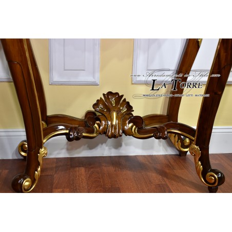 Console Luigi Filippo Neapolitan style 800 gold walnut cream marble 90 cm Na37