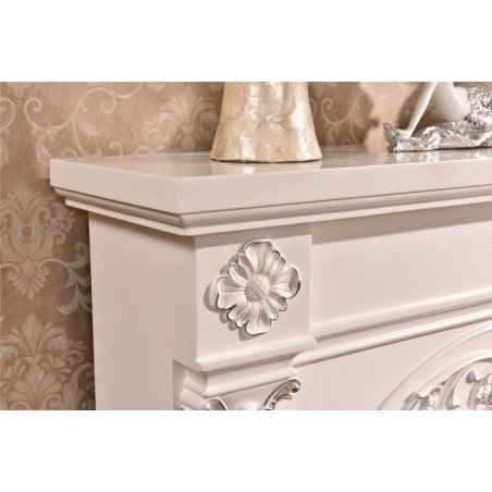 Electric fireplace Kamin fireplace solid wood Baroque English ivory 337B