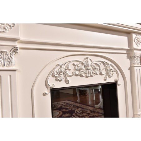 Electric fireplace Kamin fireplace solid wood Baroque English ivory 337B
