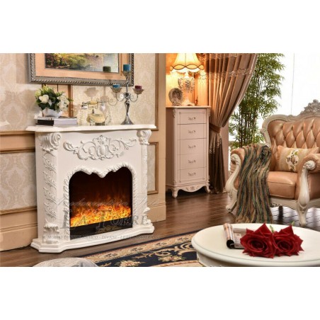 Camino elettrico 120 cm classico stufa legno massello Barocco qualsiasi colore 338B