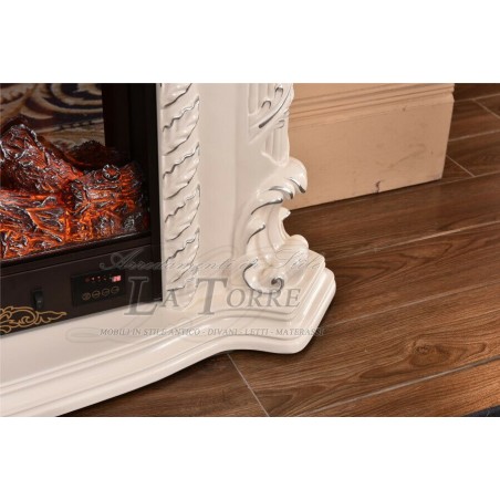 Camino elettrico Elektrokamin 120 cm classico stufa legno massello Barocco qualsiasi colore 338B
